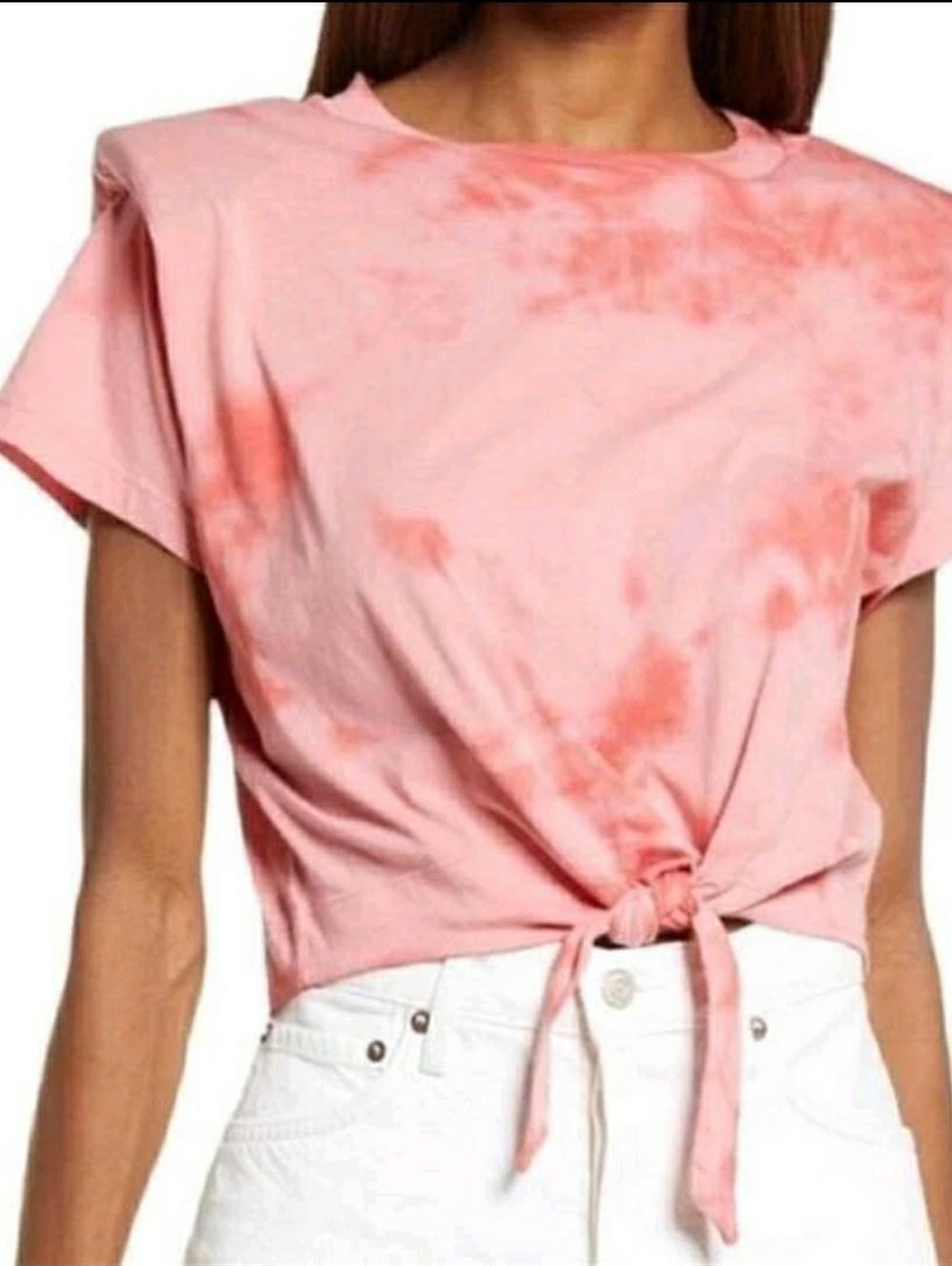 AllSaints Spitalfields Coni Tie-Dye With Tie-Hem And Shoulder Pads T-Shirt